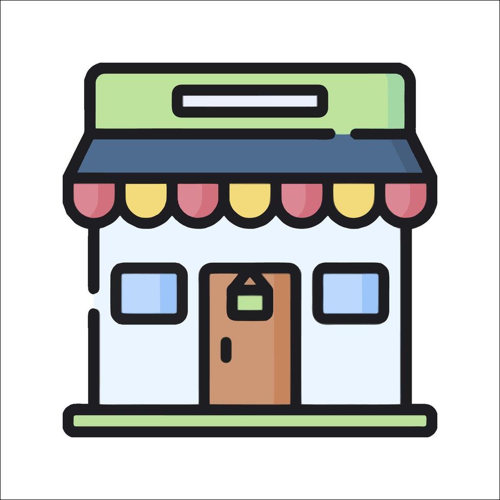 A store front icon with a door and a window vector