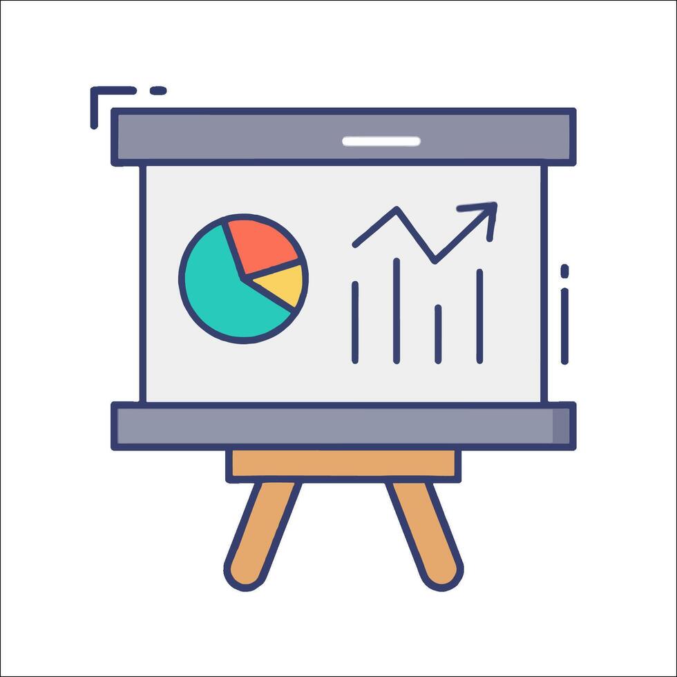 A presentation board with a pie chart on it vector
