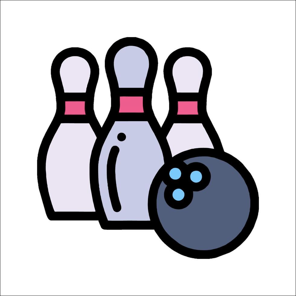Bowling ball and pins icon illustration vector