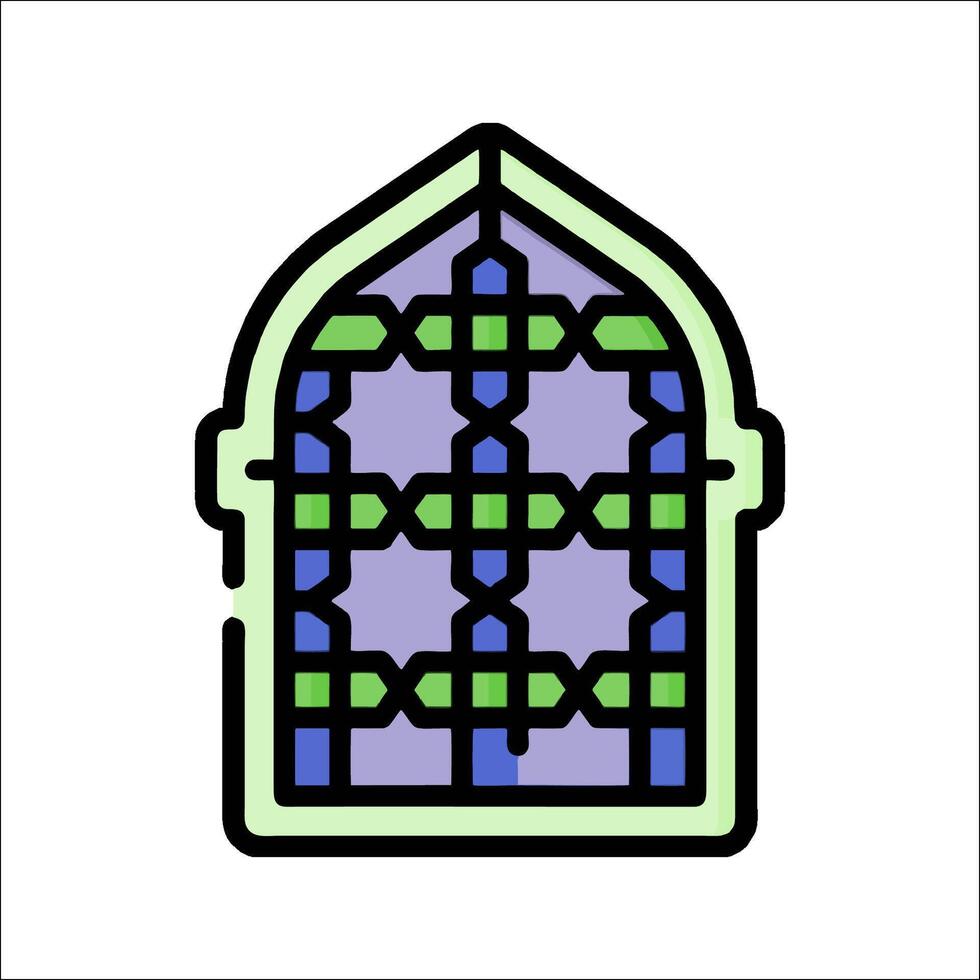 A green and blue stained glass window with a green and blue design vector