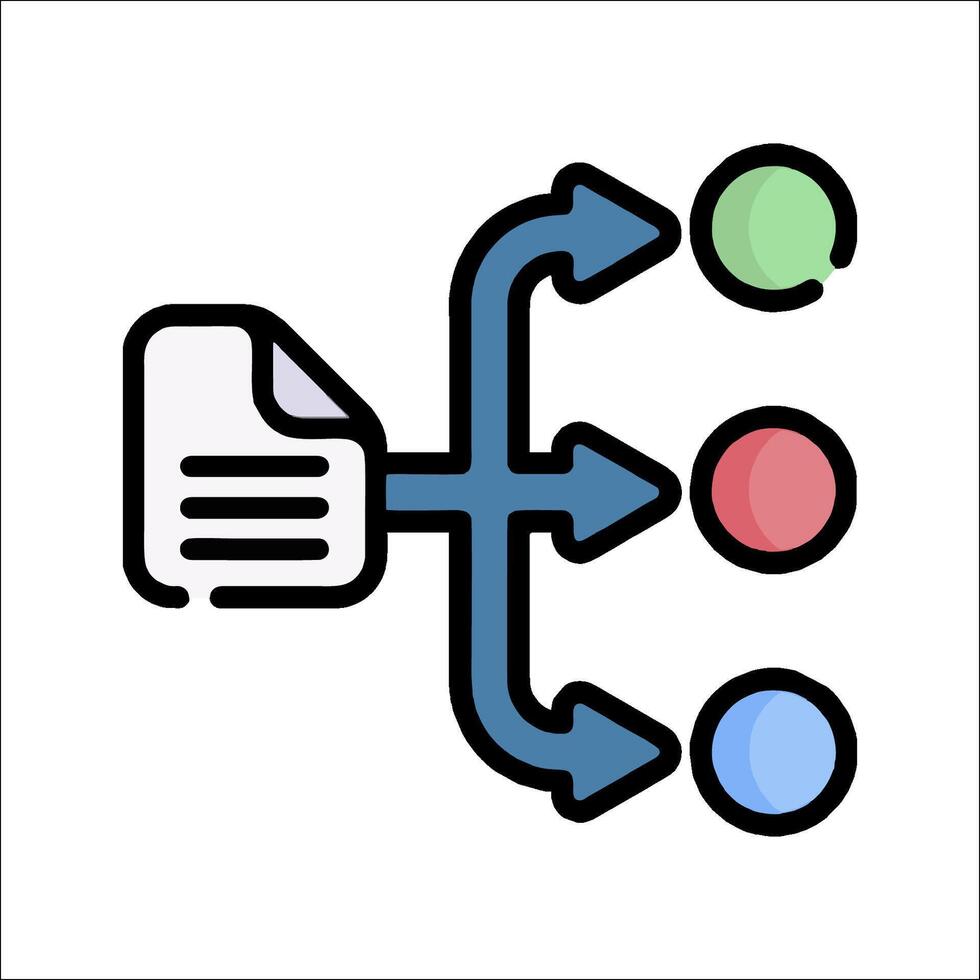 A diagram of a document with a paper and a paper vector