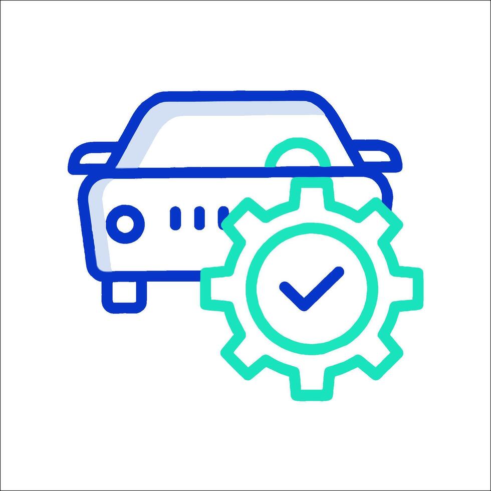 A car with a gear and check mark vector