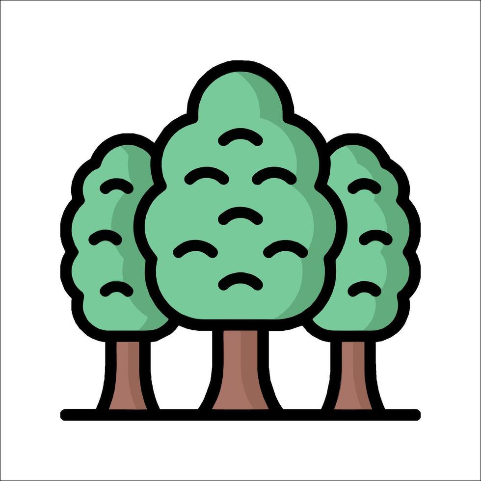 A cartoon illustration of three trees vector