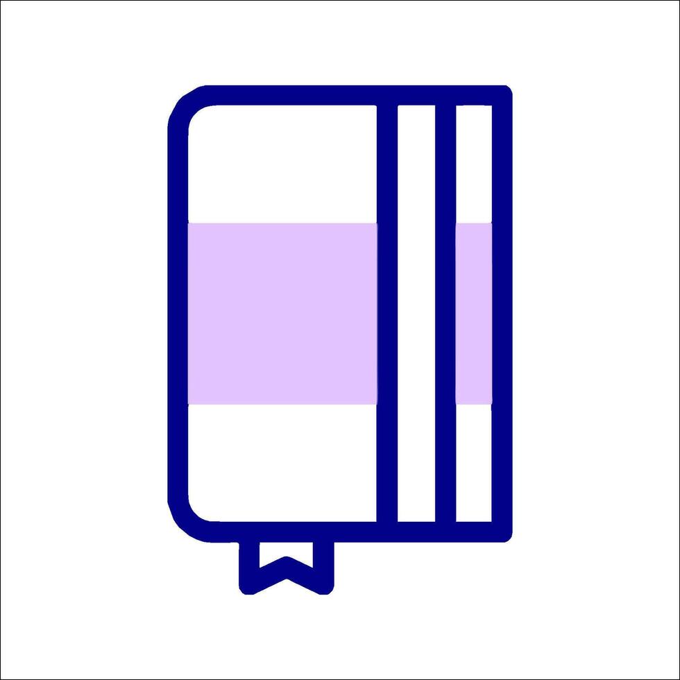 A purple and white book icon vector