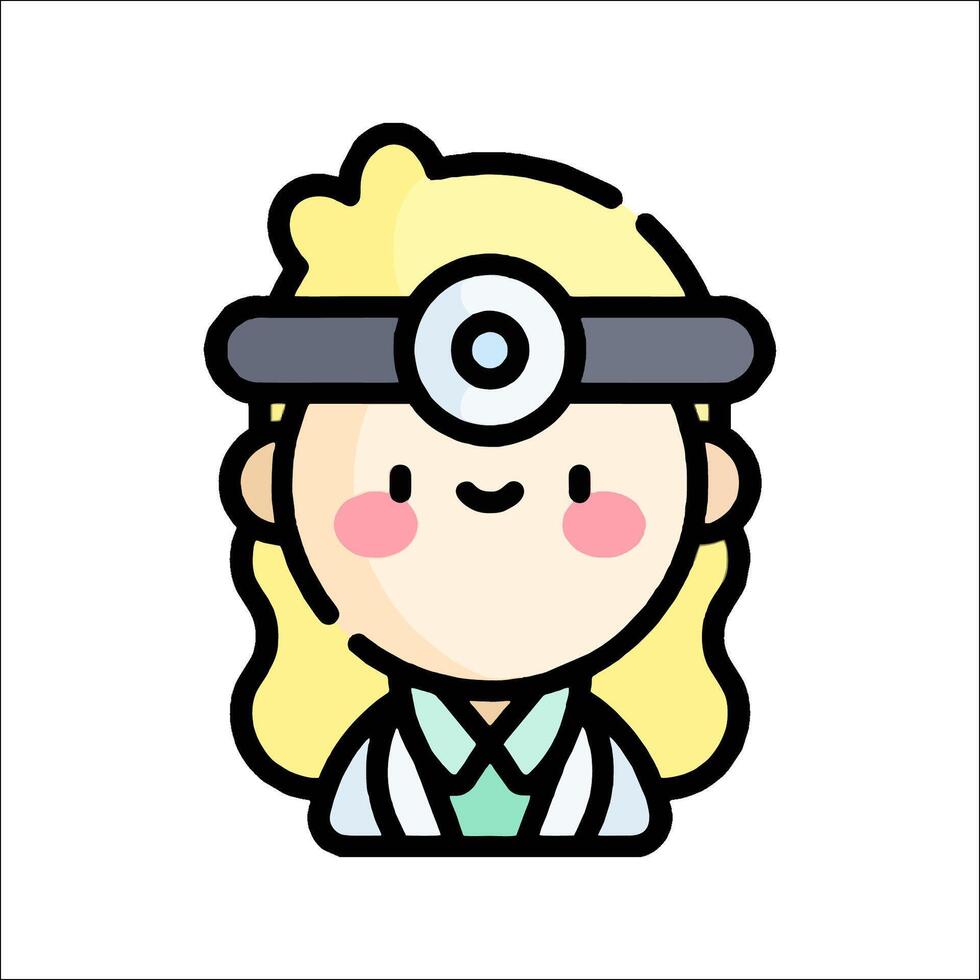 A cartoon doctor with a stethoscope on her head vector