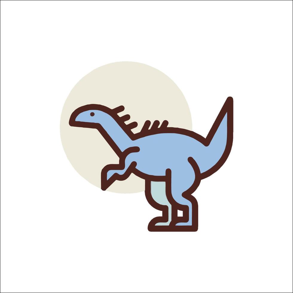 A dinosaur icon with a sun in the background vector