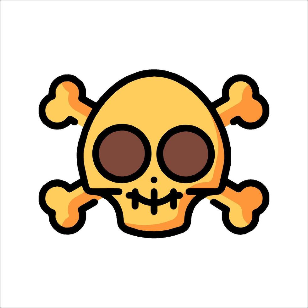 A cartoon skull with two bones on it vector