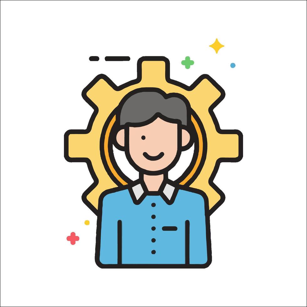A man with a gearwheel icon vector