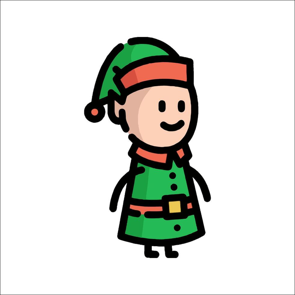 A cartoon elf in a green and red outfit vector