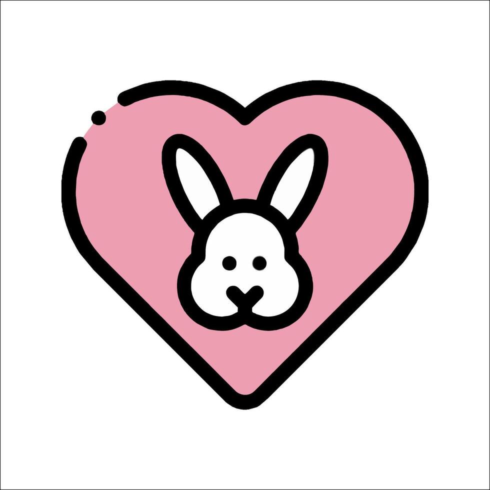 A pink heart with a rabbit inside it vector