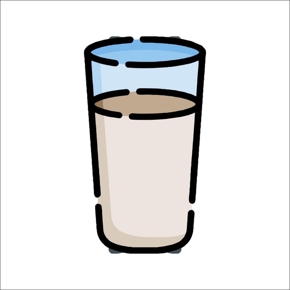 A glass of milk is shown in a flat style vector