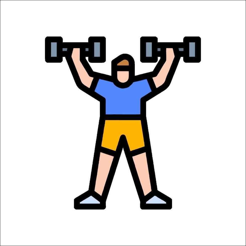 A man lifting weights in a flat line icon vector
