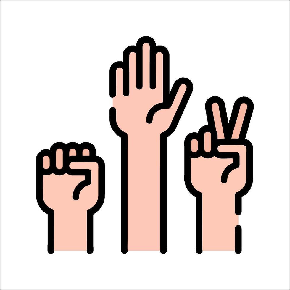 Three hands with one hand up and one hand down vector