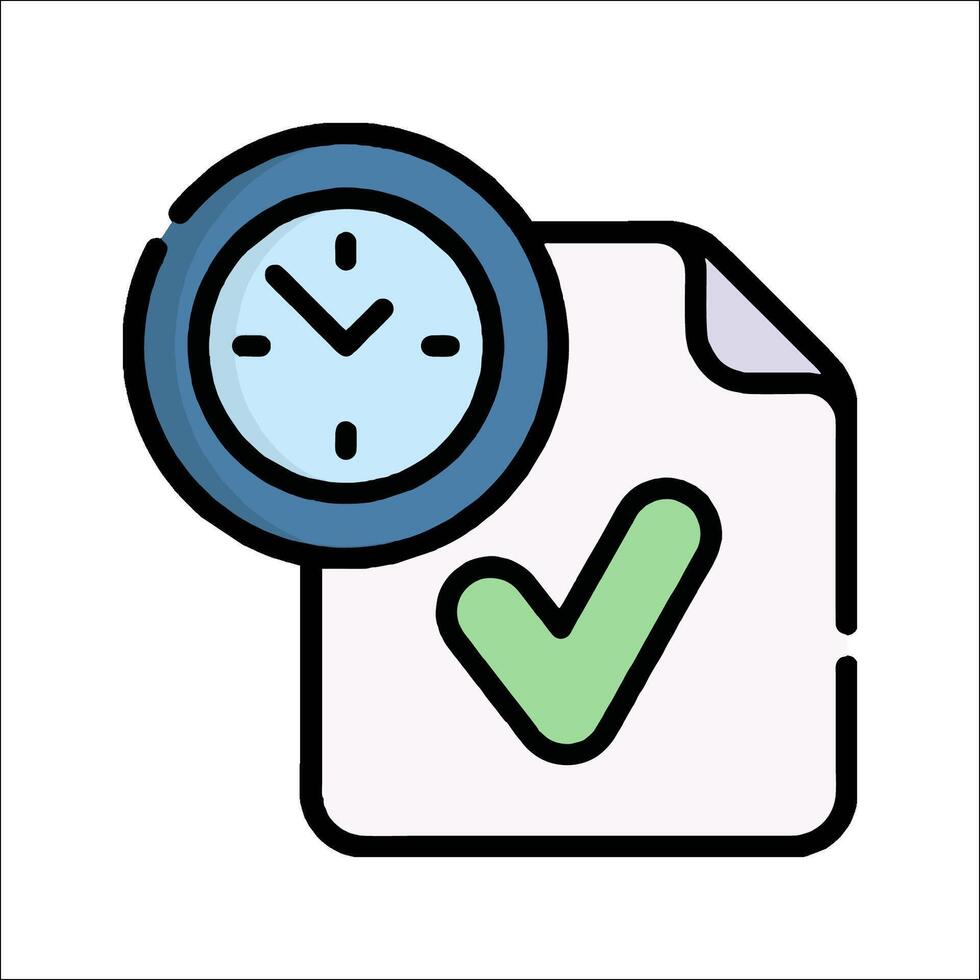 A clock and a document with a tick mark vector