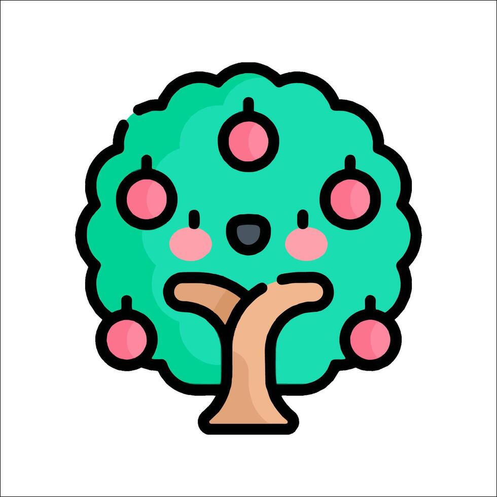An apple tree with a cute face and a smile vector