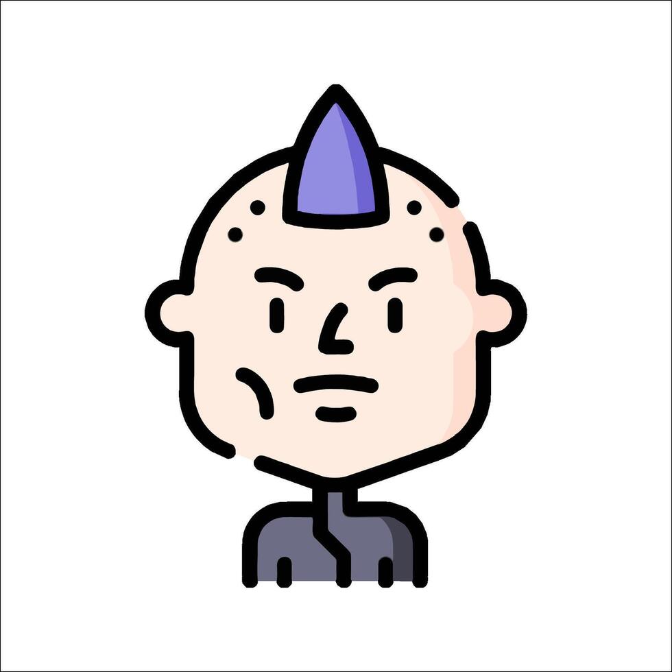 A cartoon man with a purple mohawk and a mohawk vector