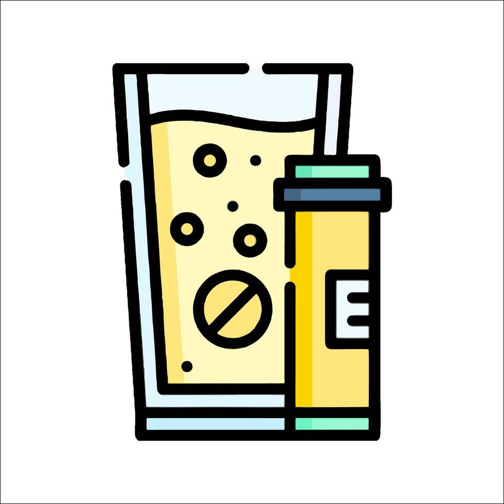 A glass of water and pills on a white background vector