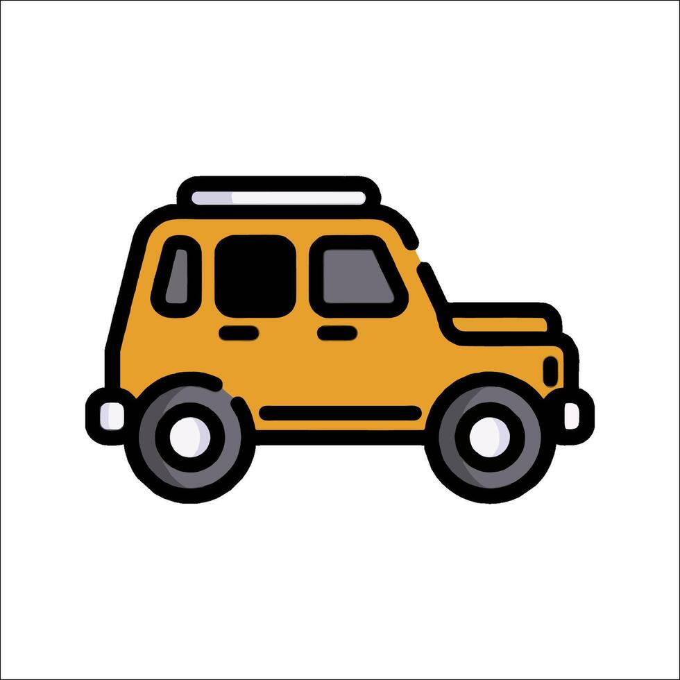 A yellow car with a roof rack on top vector