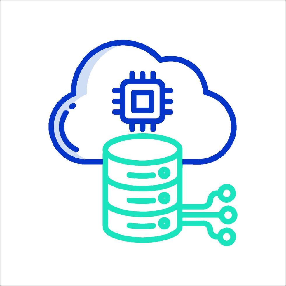 un nube con un computadora chip y un apilar de servidores vector