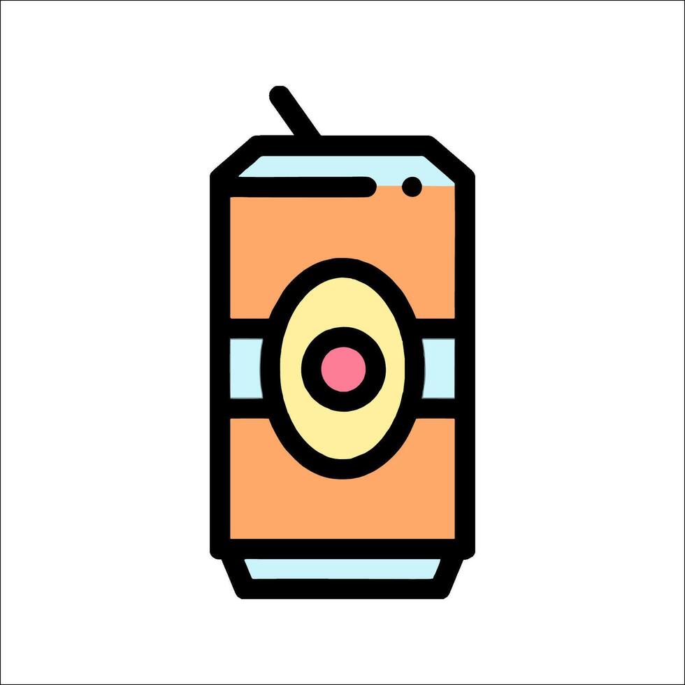 A soda can with a straw and a drink inside vector