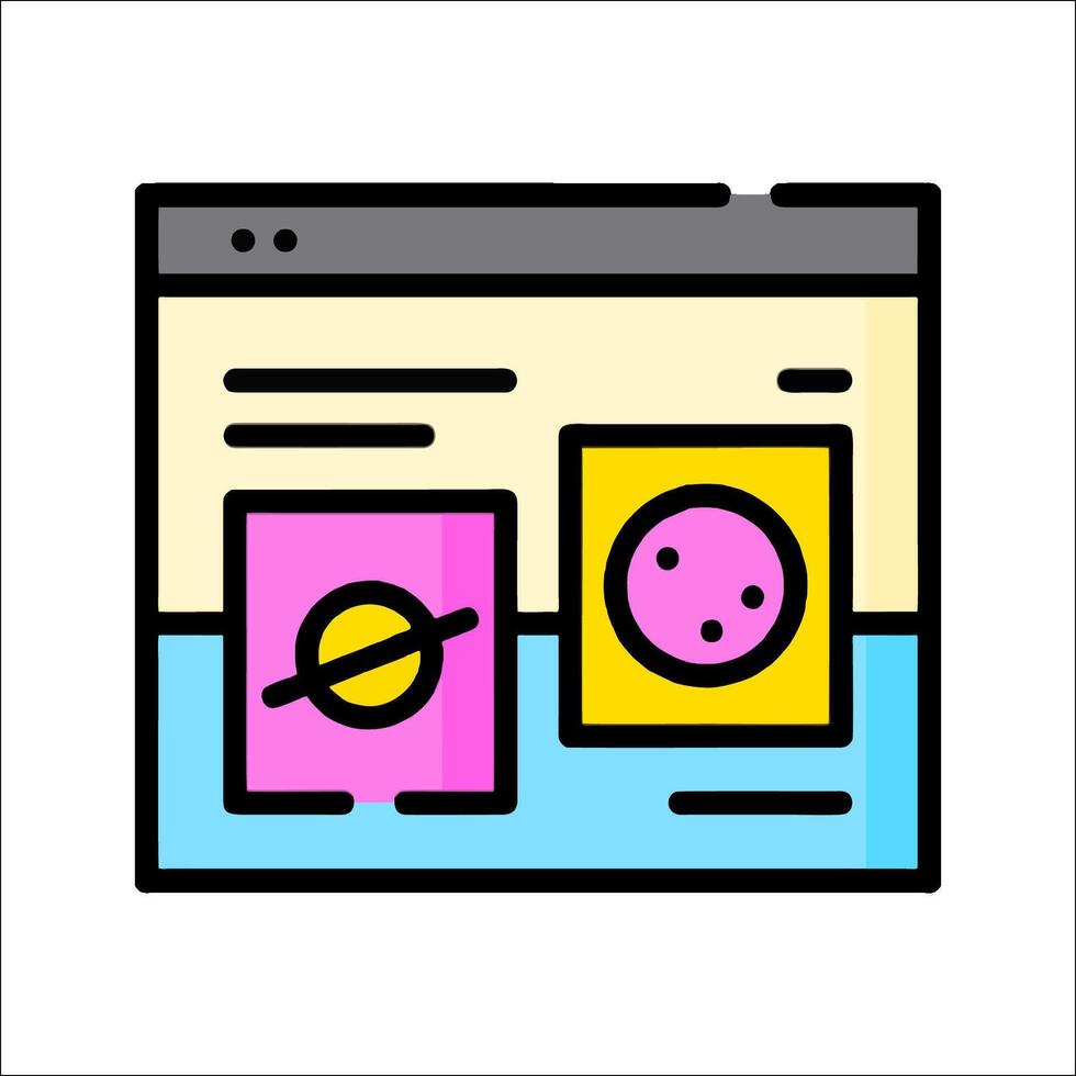 A web page with a picture of a planet and a moon vector