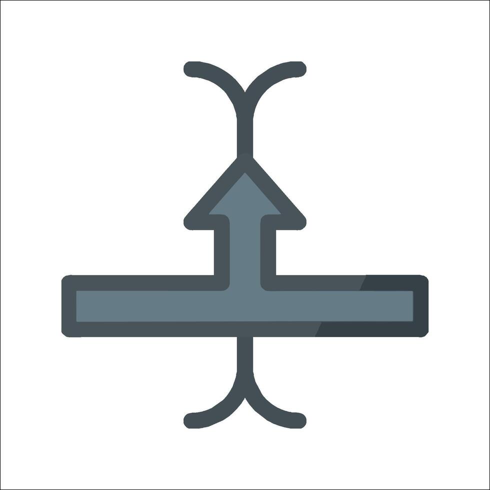 A flat icon of a pipe with an arrow pointing up vector