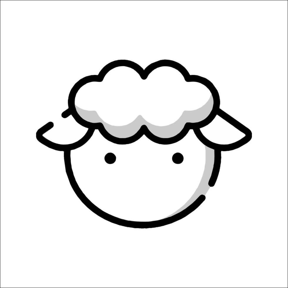A sheep face icon in a simple line style vector