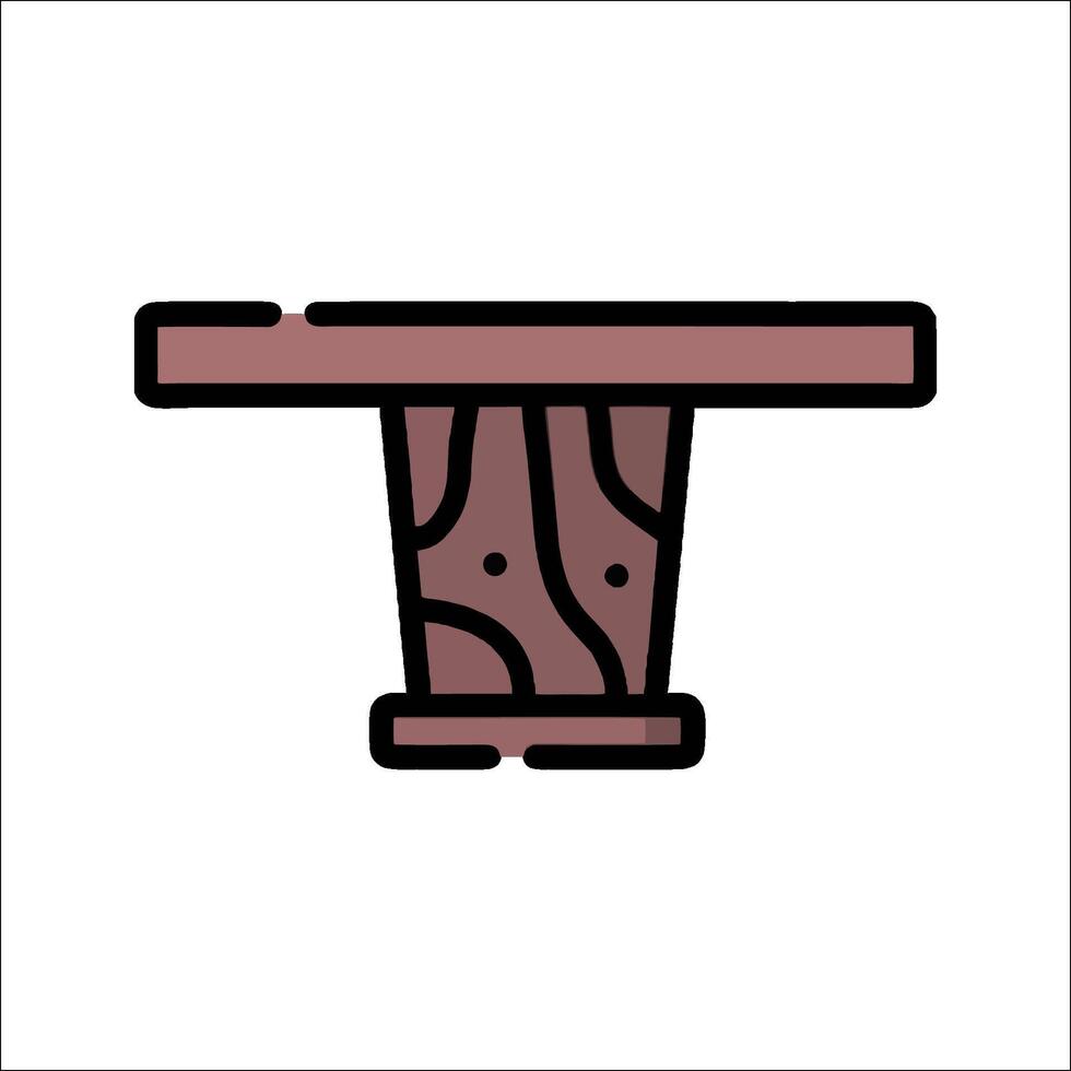A table with a wooden top and a wooden base vector