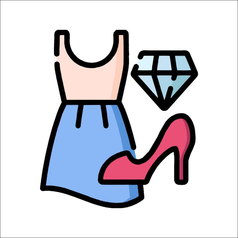 A dress and high heels icon vector