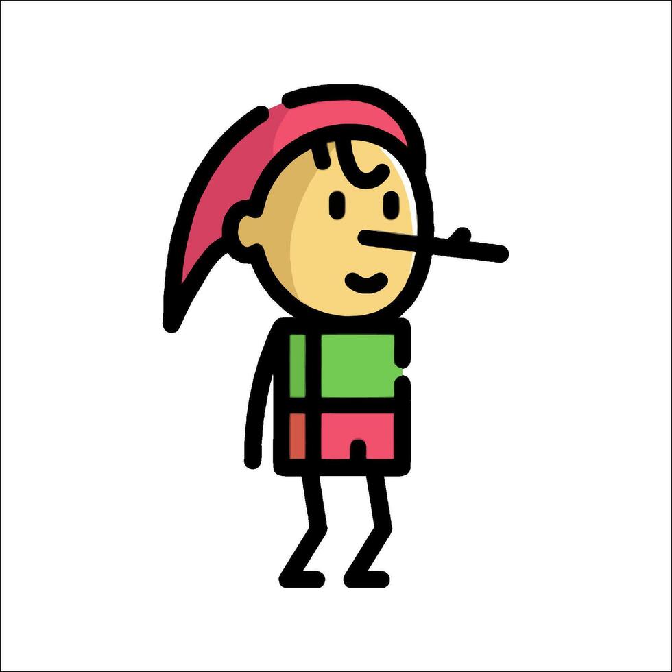 A cartoon character with a red hat and green shirt vector