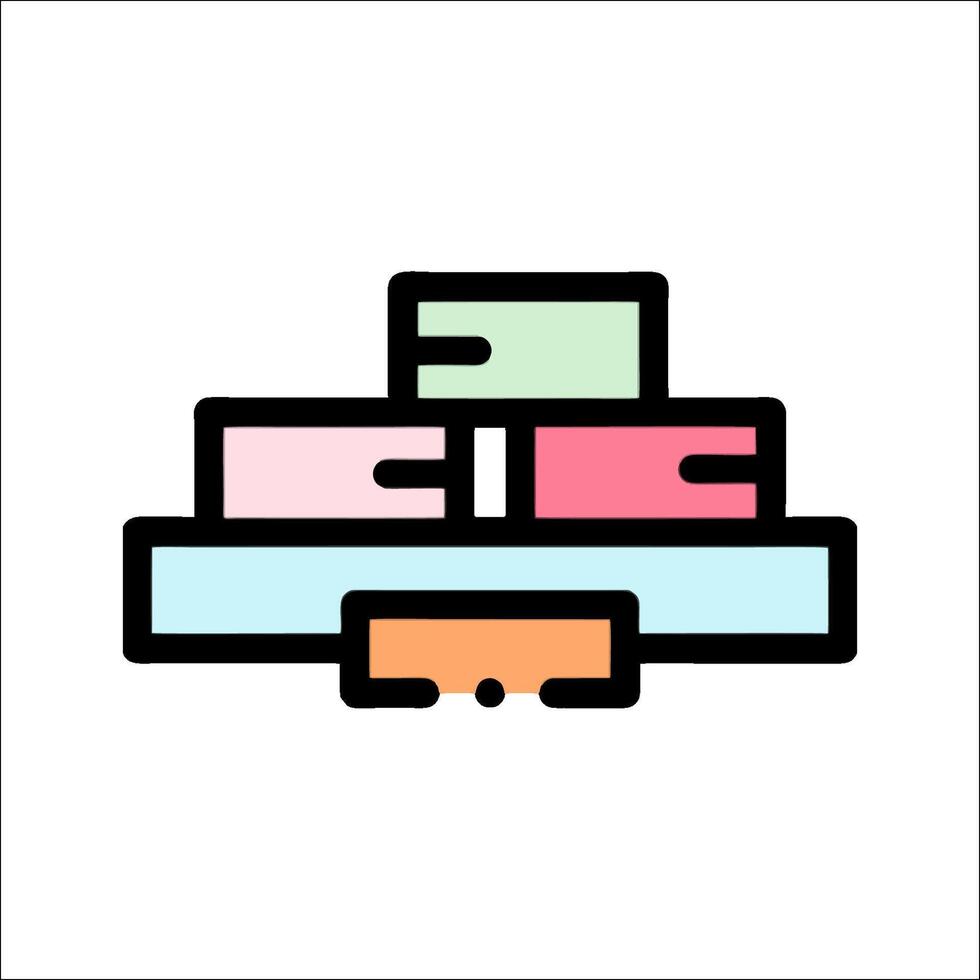 A stack of boxes on a shelf vector