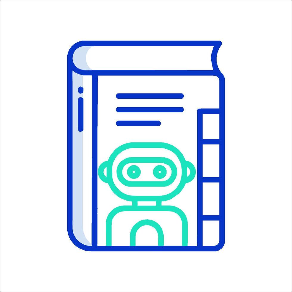 A robot is sitting in a book vector