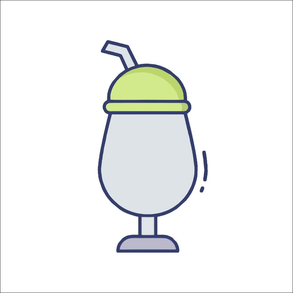 A drink with a straw and a green straw vector