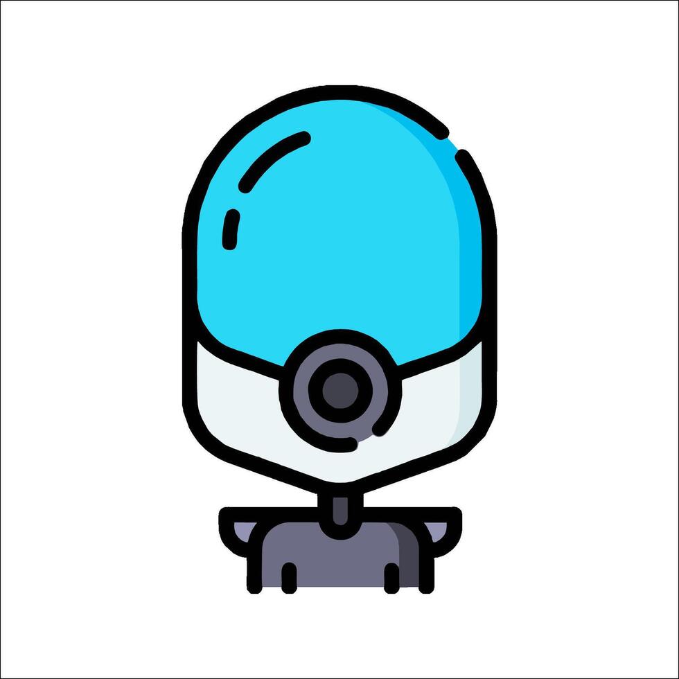 A robot with a blue helmet on its head vector