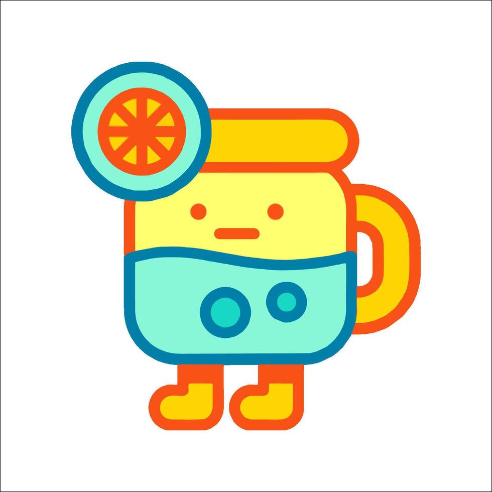 A cartoon character holding a cup with a lemon slice vector