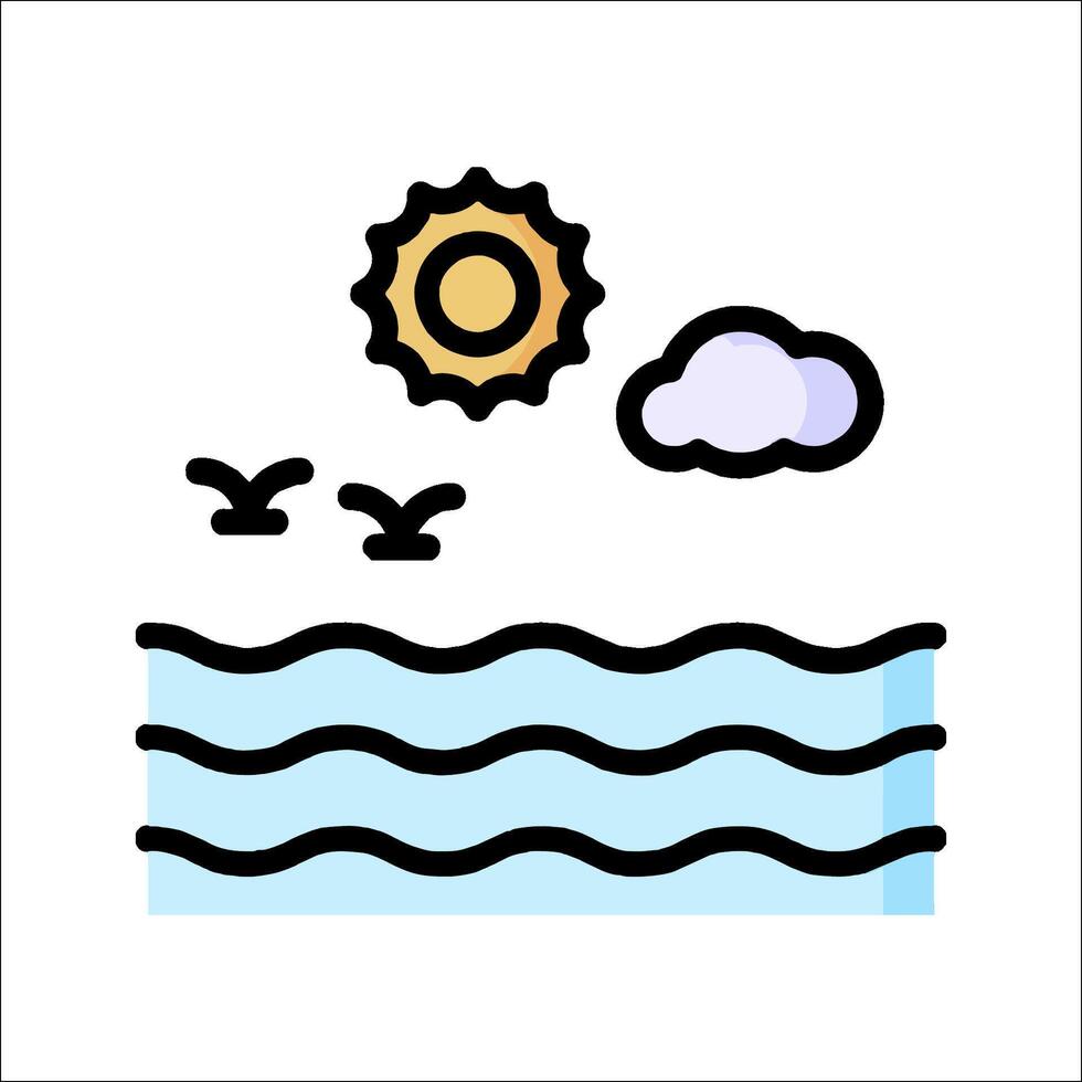 A sun and clouds over the ocean vector