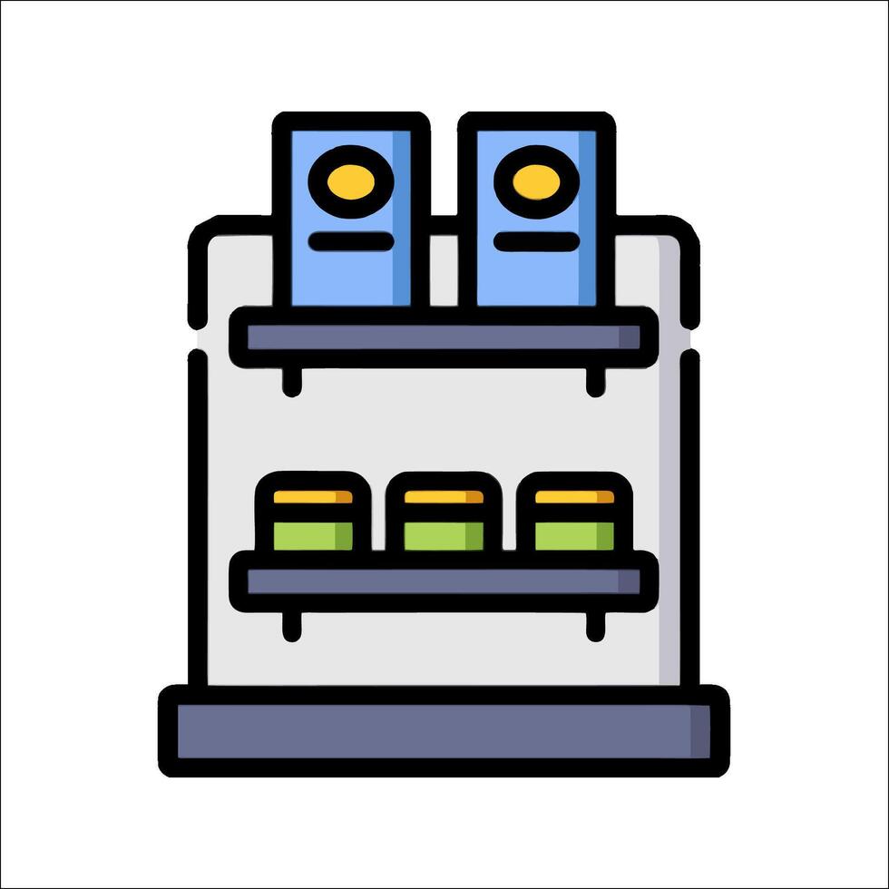 A refrigerator with two shelves and two bottles vector