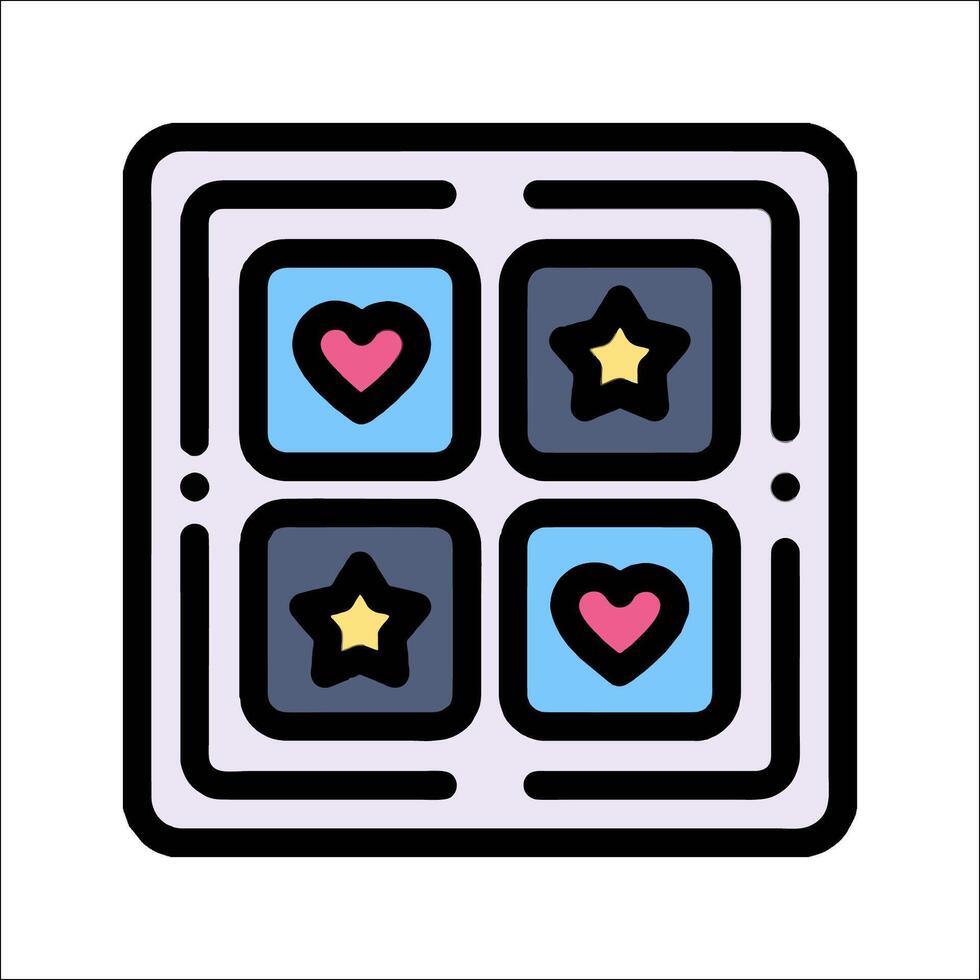 A square with four hearts and stars on it vector