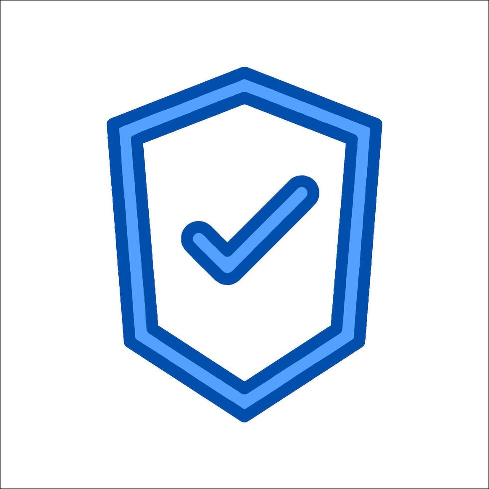 A blue shield with a tick mark on it vector
