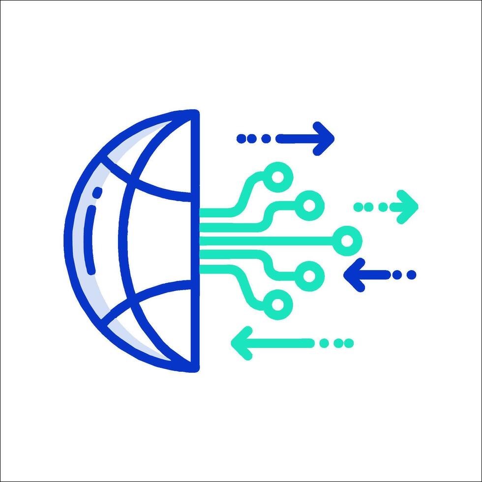 A globe with arrows coming out of it vector