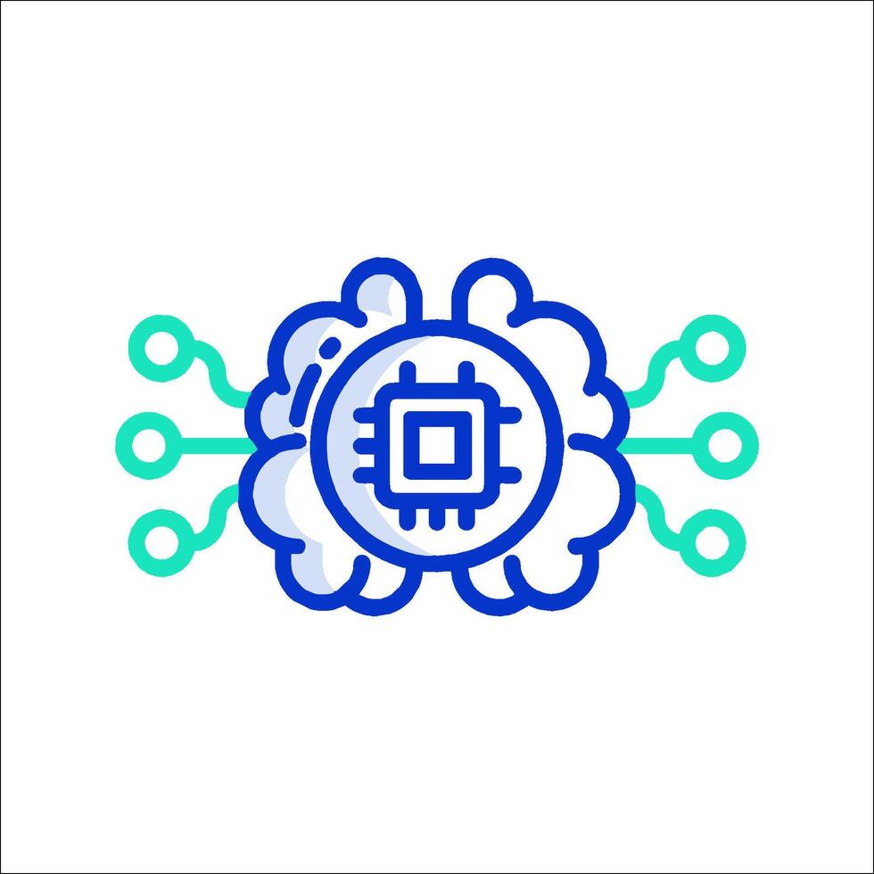 A blue and green icon of a computer chip vector