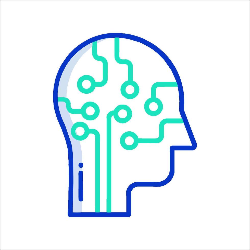 A head with a circuit board in it vector
