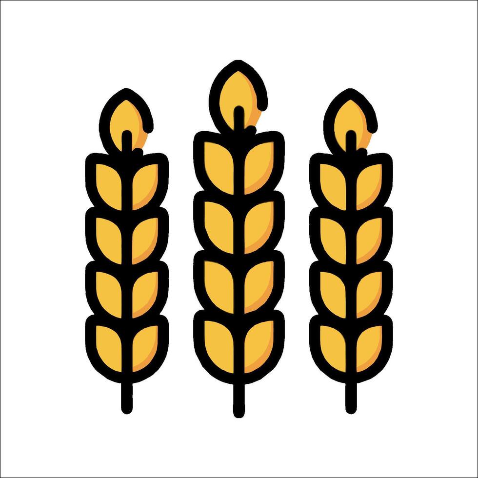 Three wheat ears on a white background vector