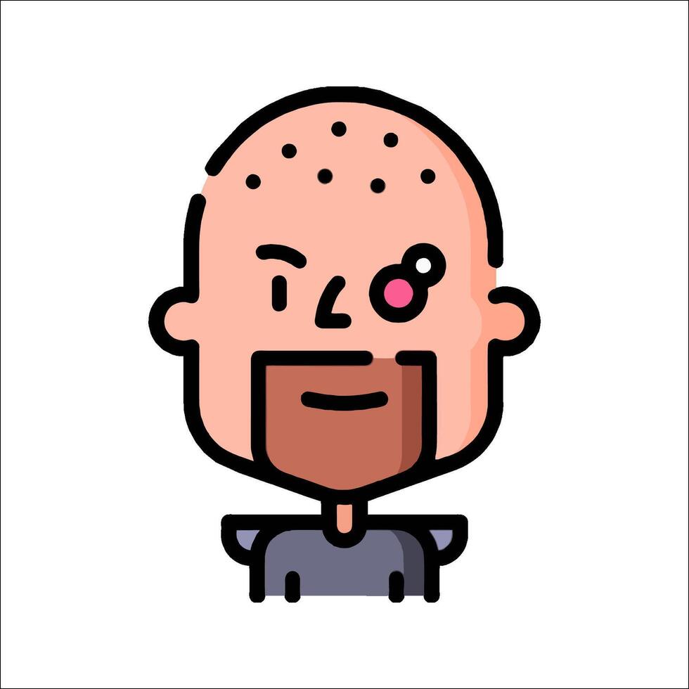 A cartoon man with a bald head and a pink eye vector