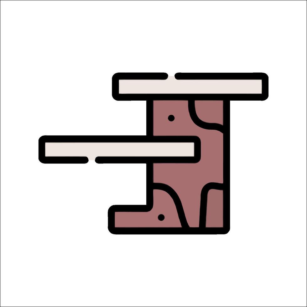 A drawing of a table with a chair on it vector