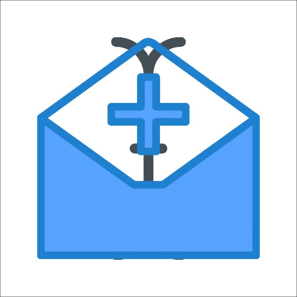 An envelope with a cross on it vector