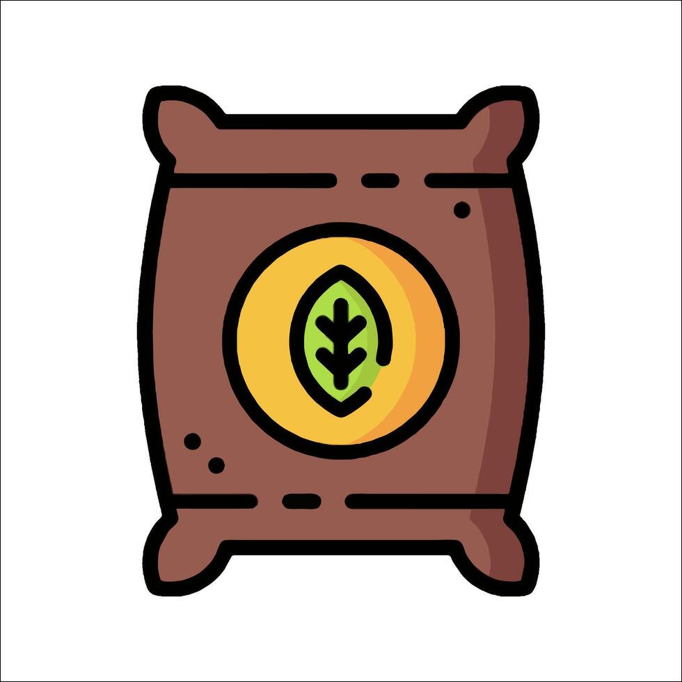 A bag of coffee beans with a leaf on it vector