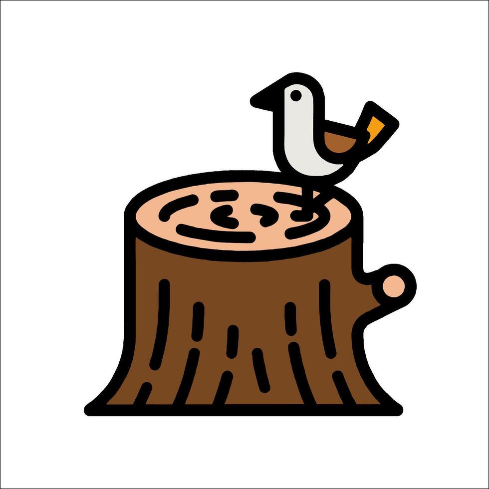 A bird perched on top of a tree stump vector