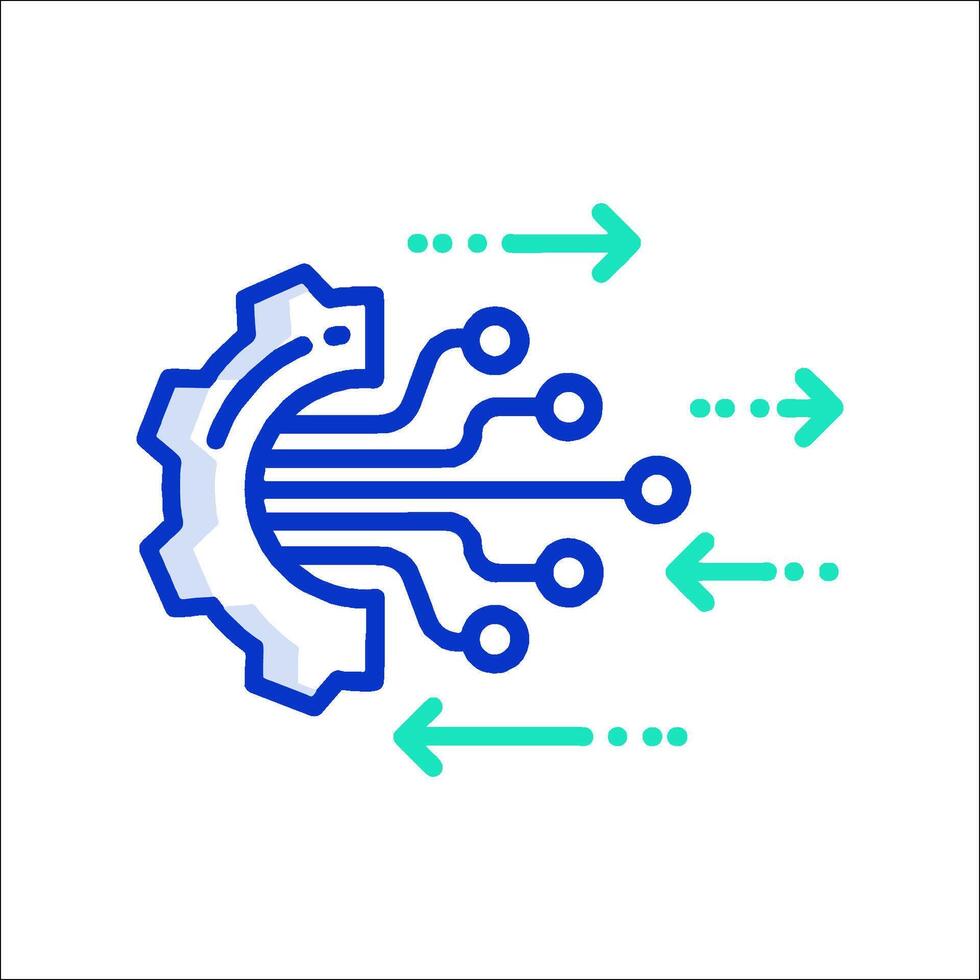 A blue and green icon with arrows pointing to it vector