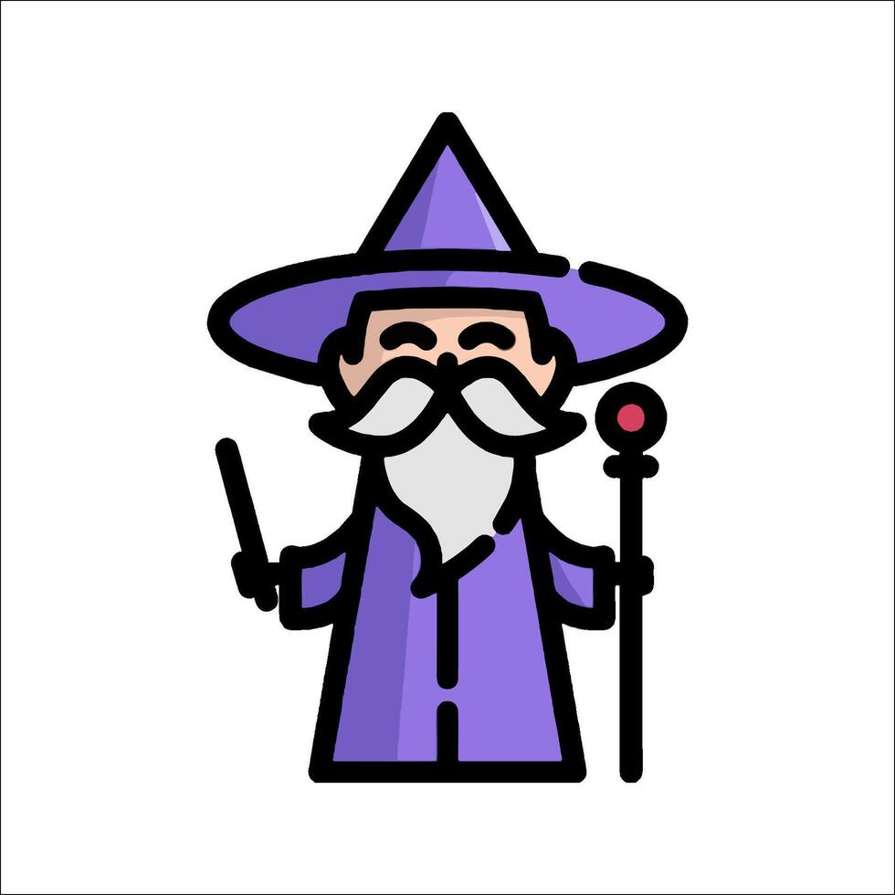 A wizard with a hat and a wand vector